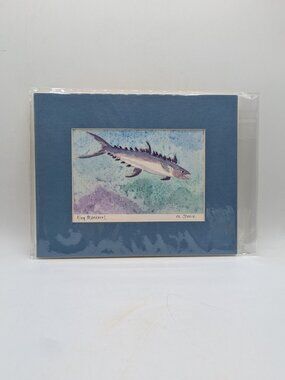 Watercolor Painting Fish Print Signed Artwork King Mackarel M Steele Matted 8x10
